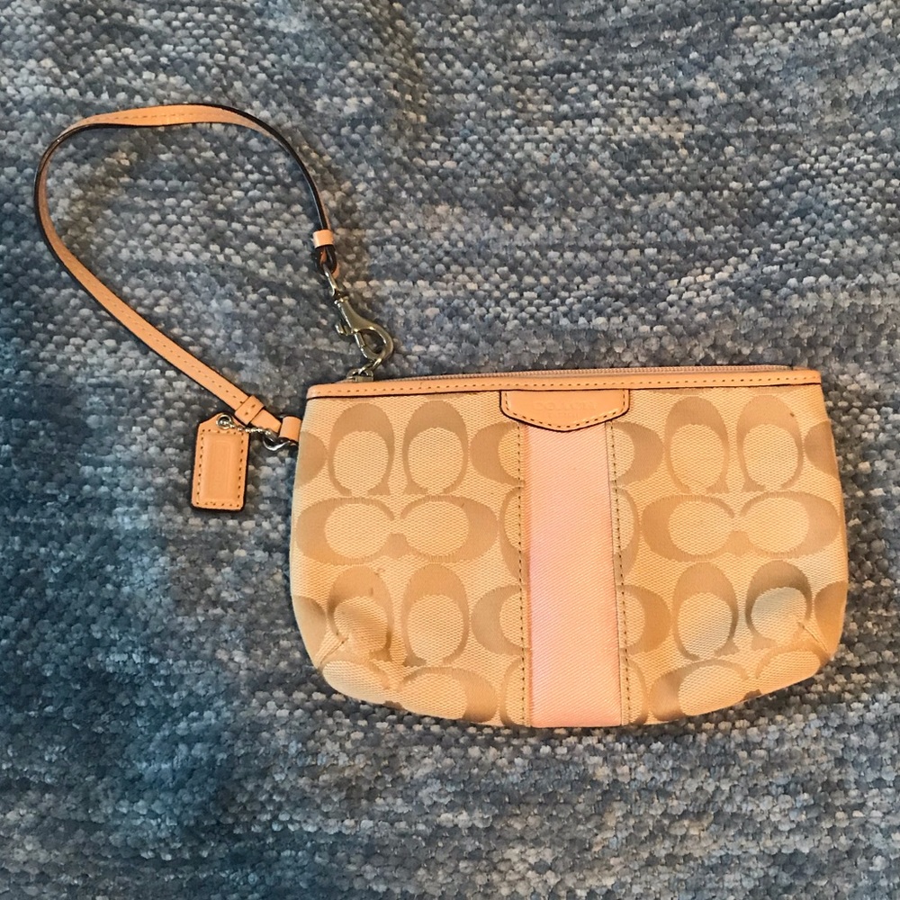 Pink and Beige Coach Wristlet